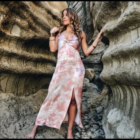 Zara Dresses & Skirts - ZARA PINK TIE-Dye DRESS Small KNOT SPAGHETTI STRAP